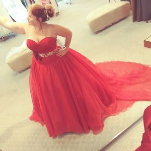 alfred angelo red wedding dress